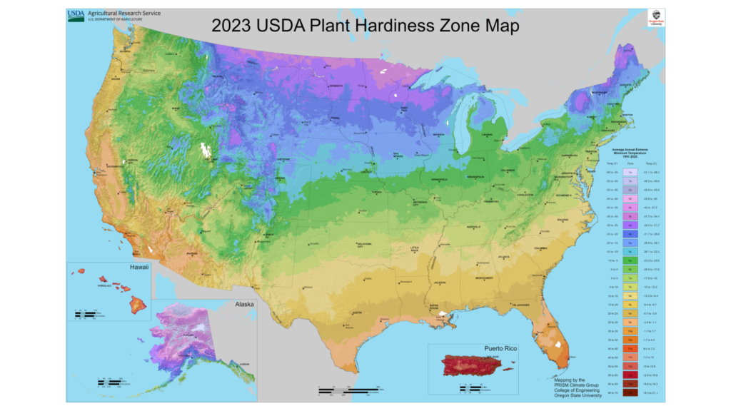 2023 USDA Plan Hardiness Zone Map